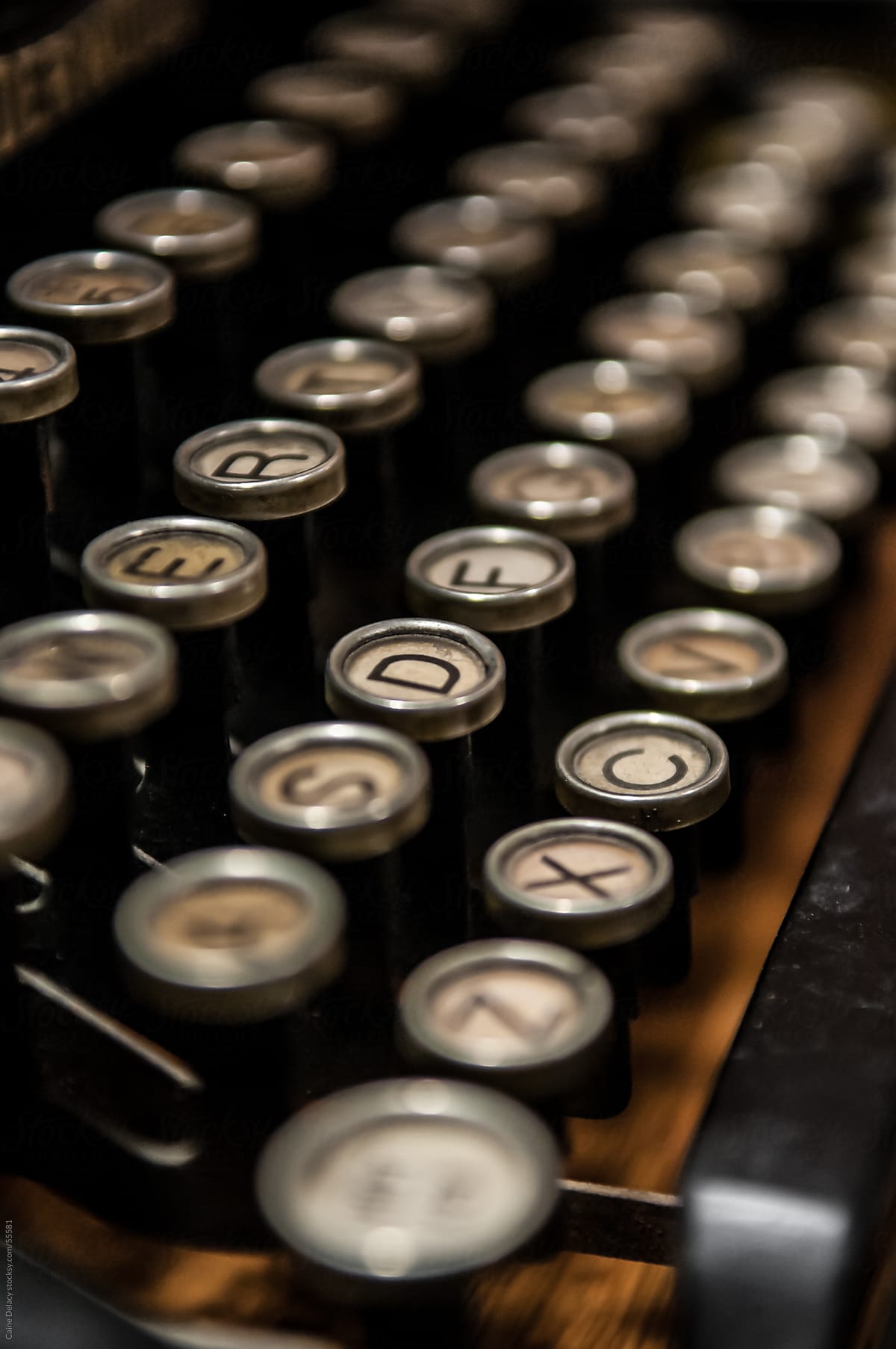Antique typewriter with round keys
