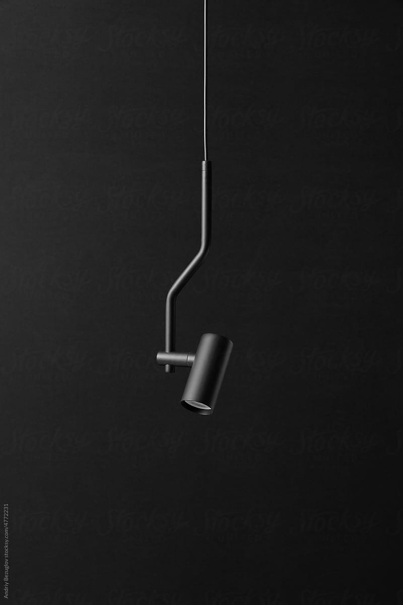 Closeup view at hanging metal bent lamp
