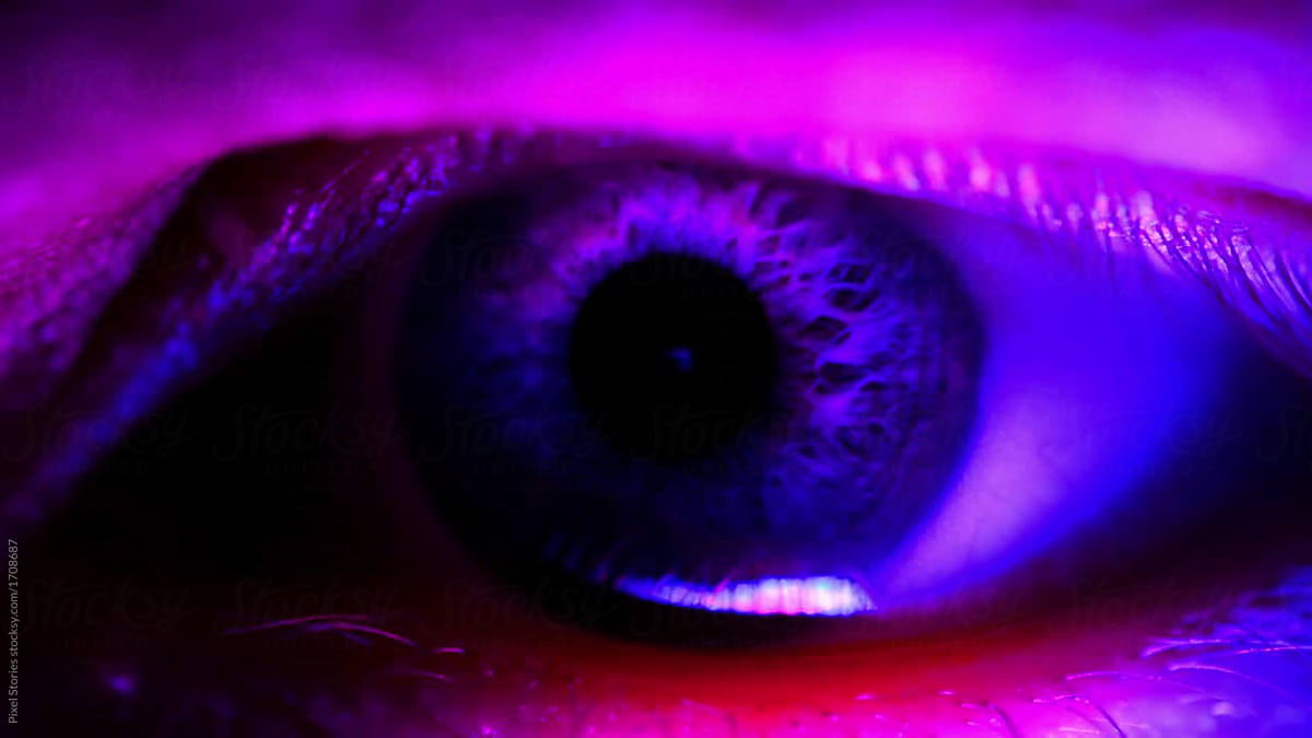 Male Eye Closeup With Blue And Red Light Looking At Screen By Stocksy Contributor Pixel 