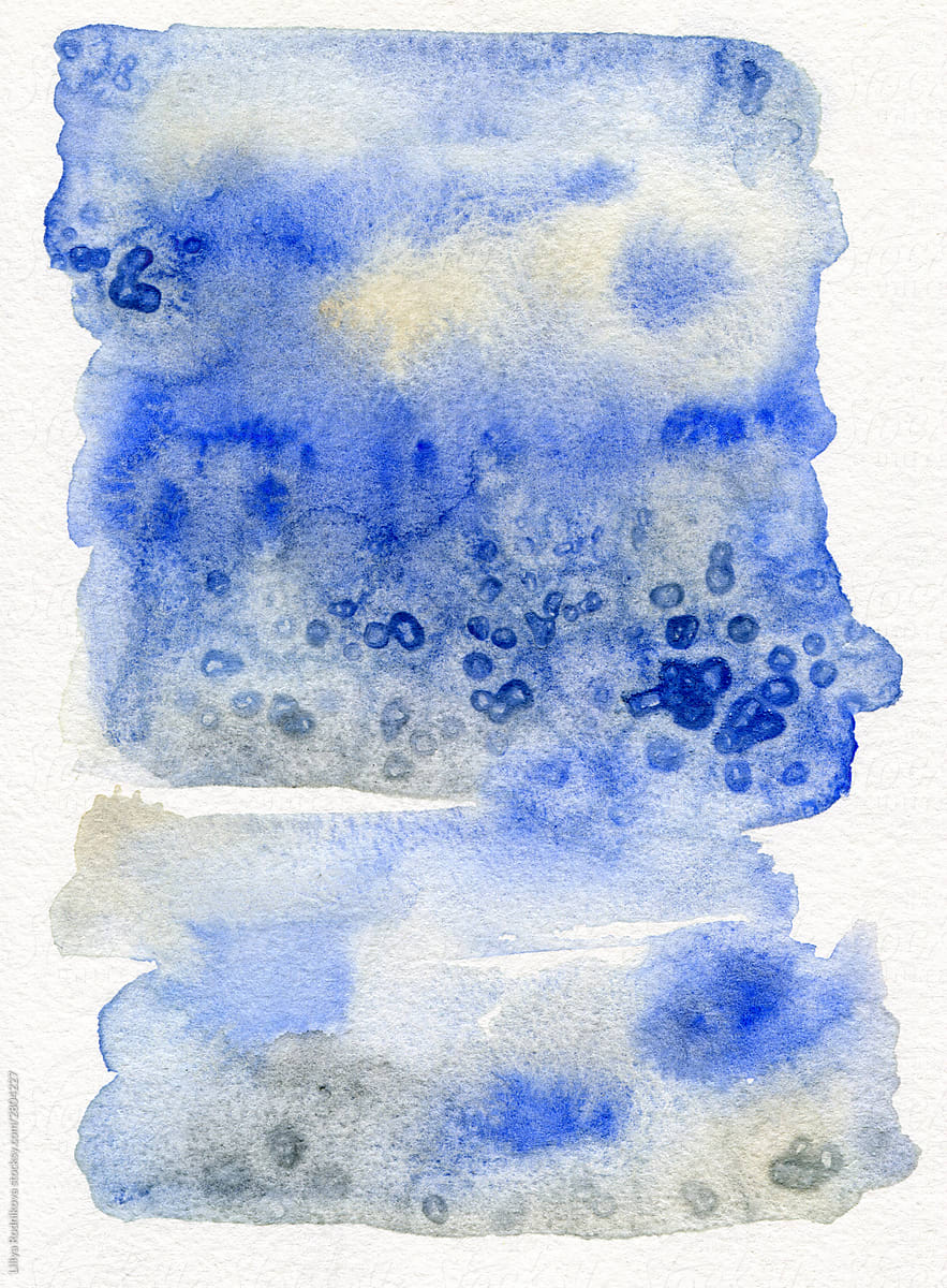 Watercolor abstract texture in blue and buff colors