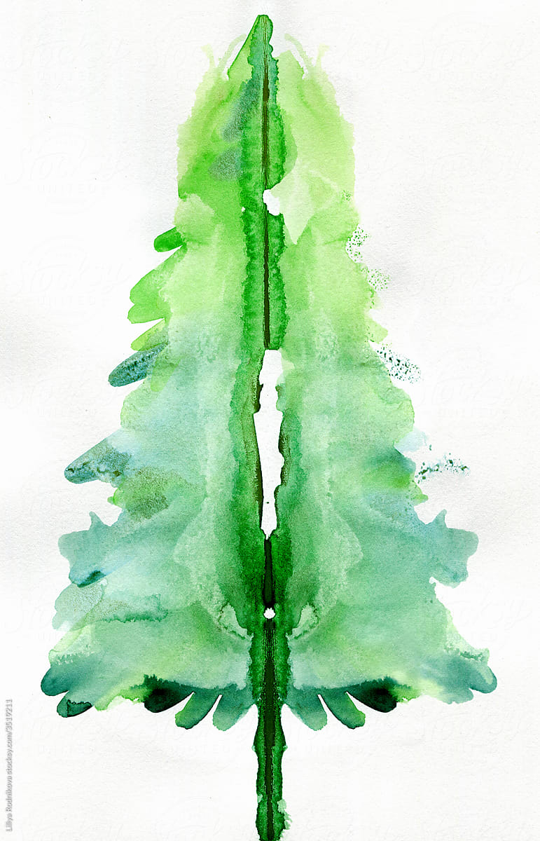 Abstract watercolor Christmas tree