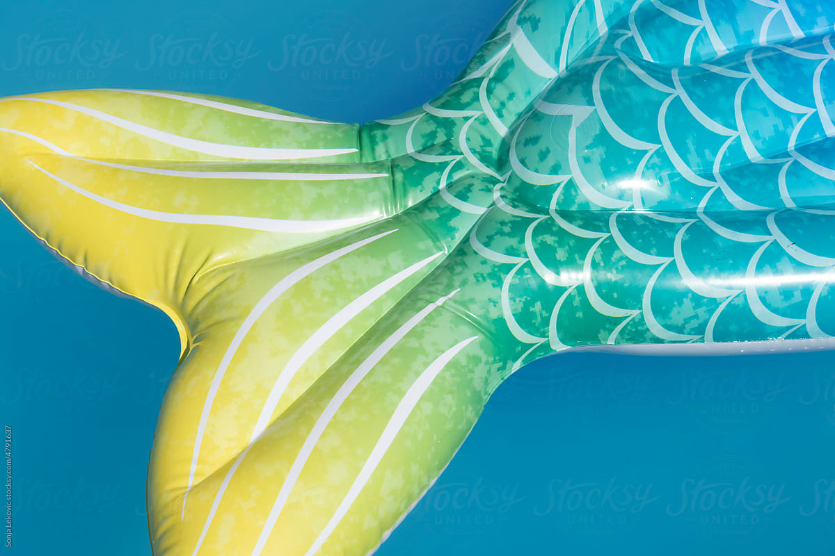 detail of an inflatable fish toy in the pool