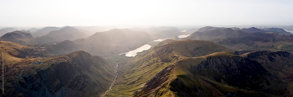 Honistor Pass and Buttermere Valley Aerial Lake District