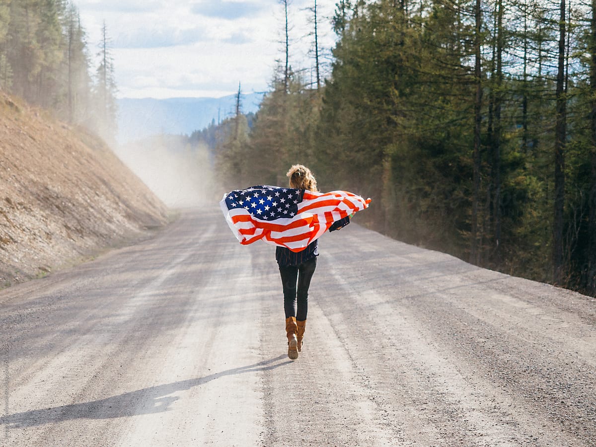 Girl with an American Flag