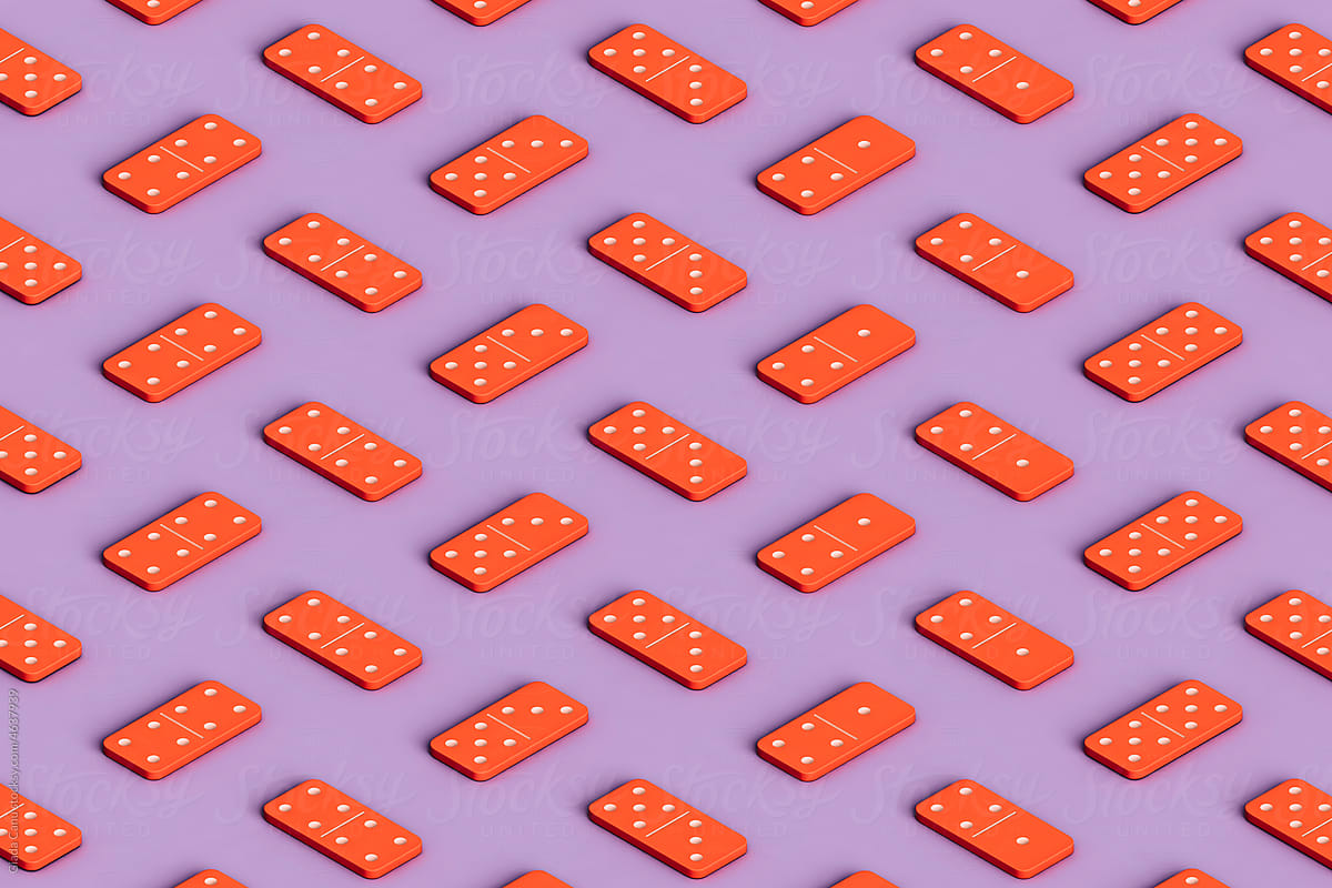 horizontal pattern of many pink dominoes