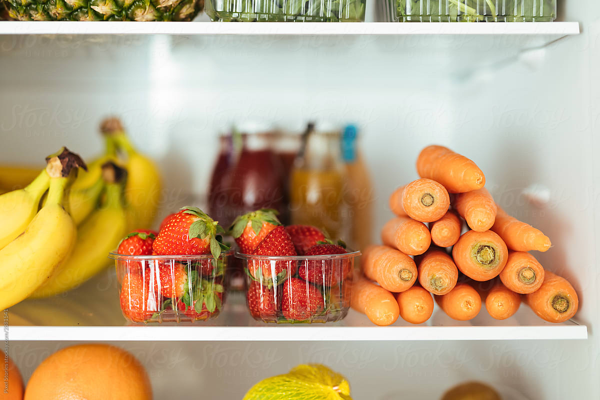 Fruits and vegetables in the refrigerator