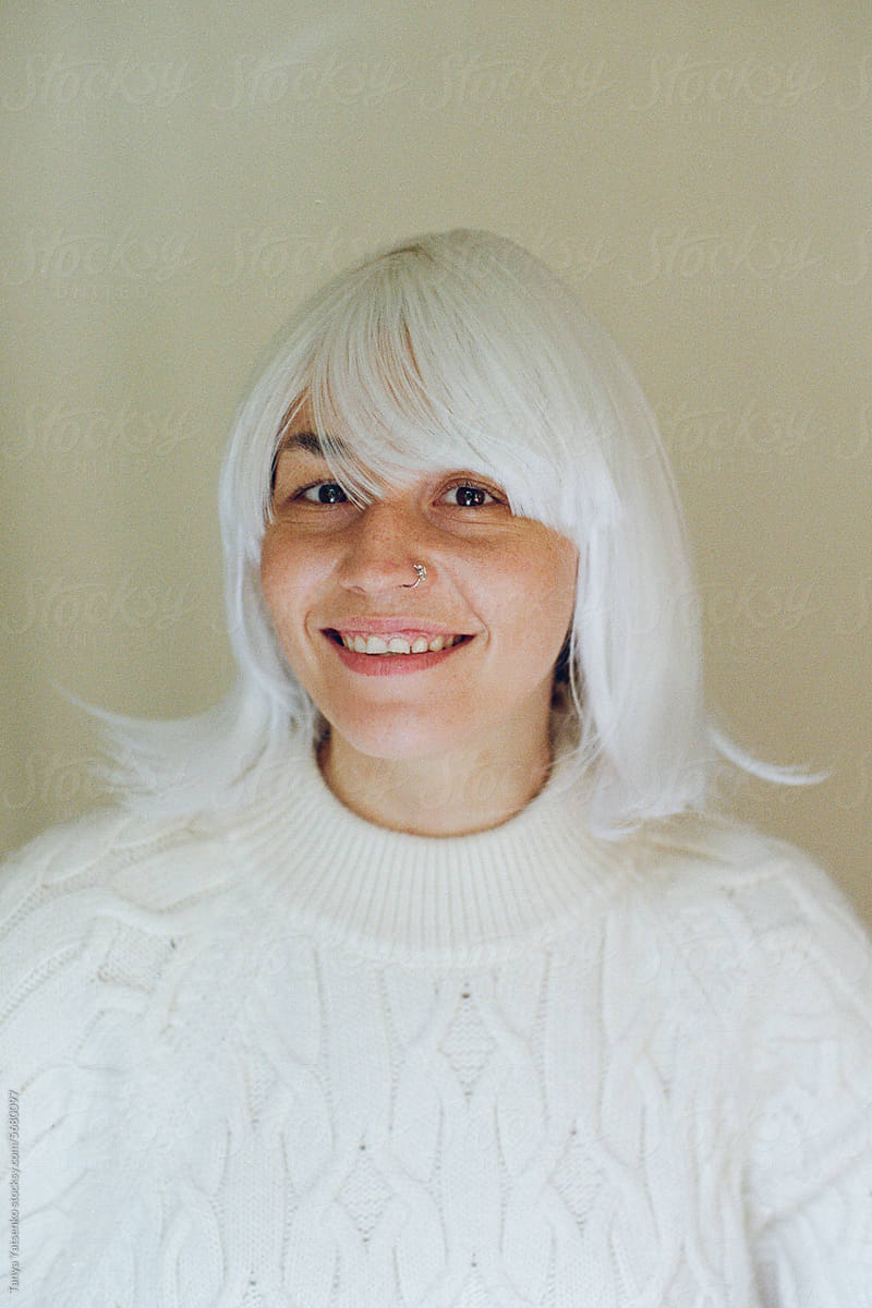 Woman Smiling Over White Isolated Portrait