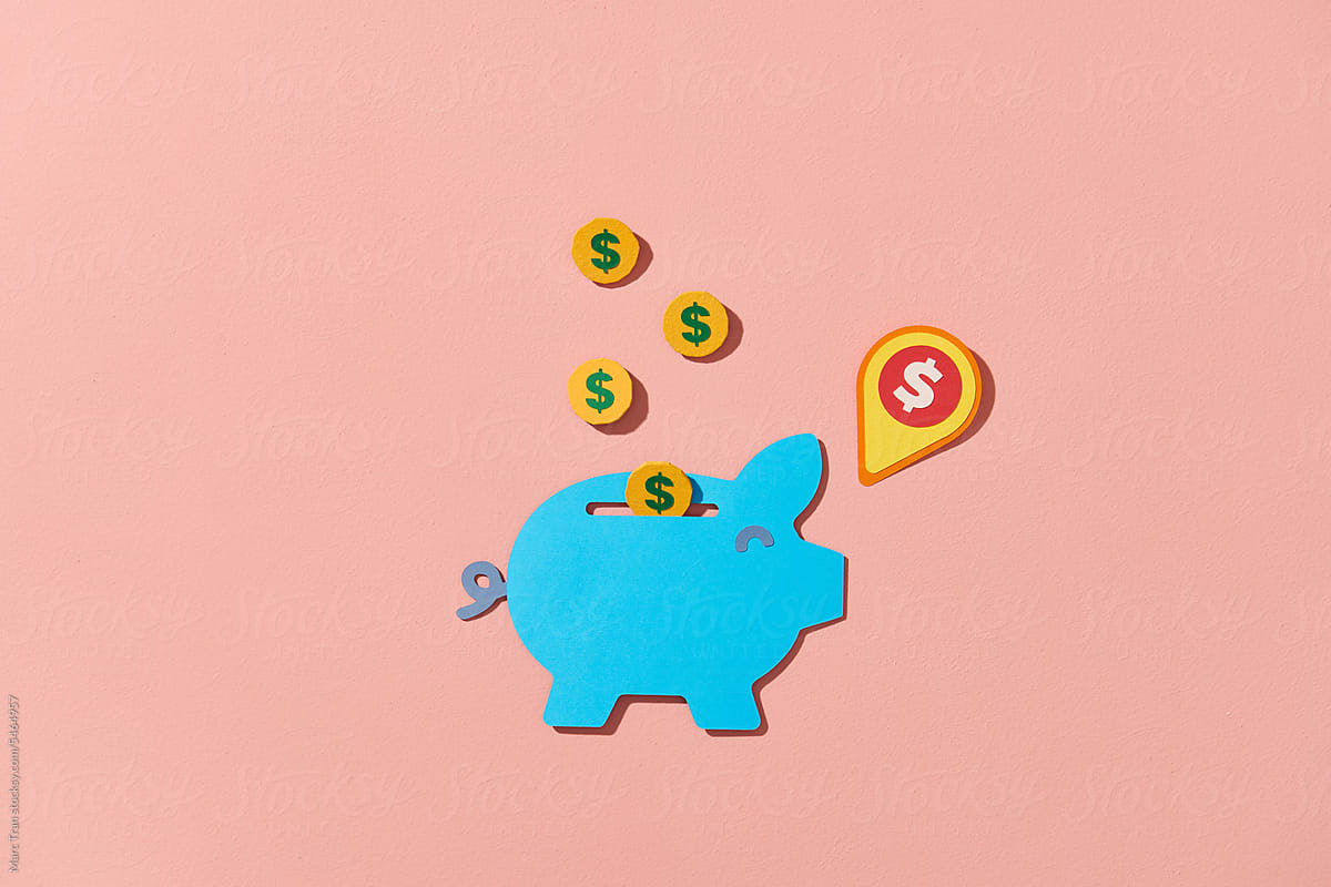 Money Piggy bank creative business concept.