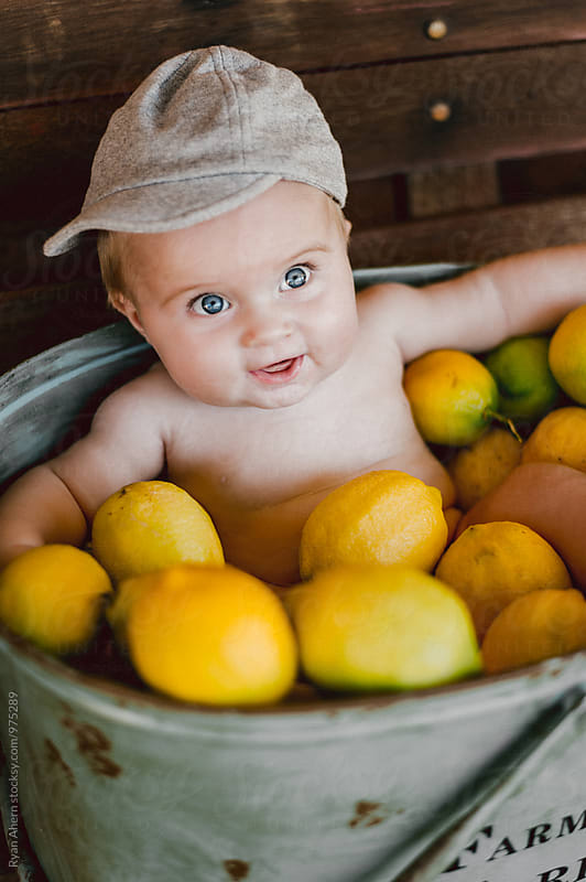 Baby in a Lemon Bucket