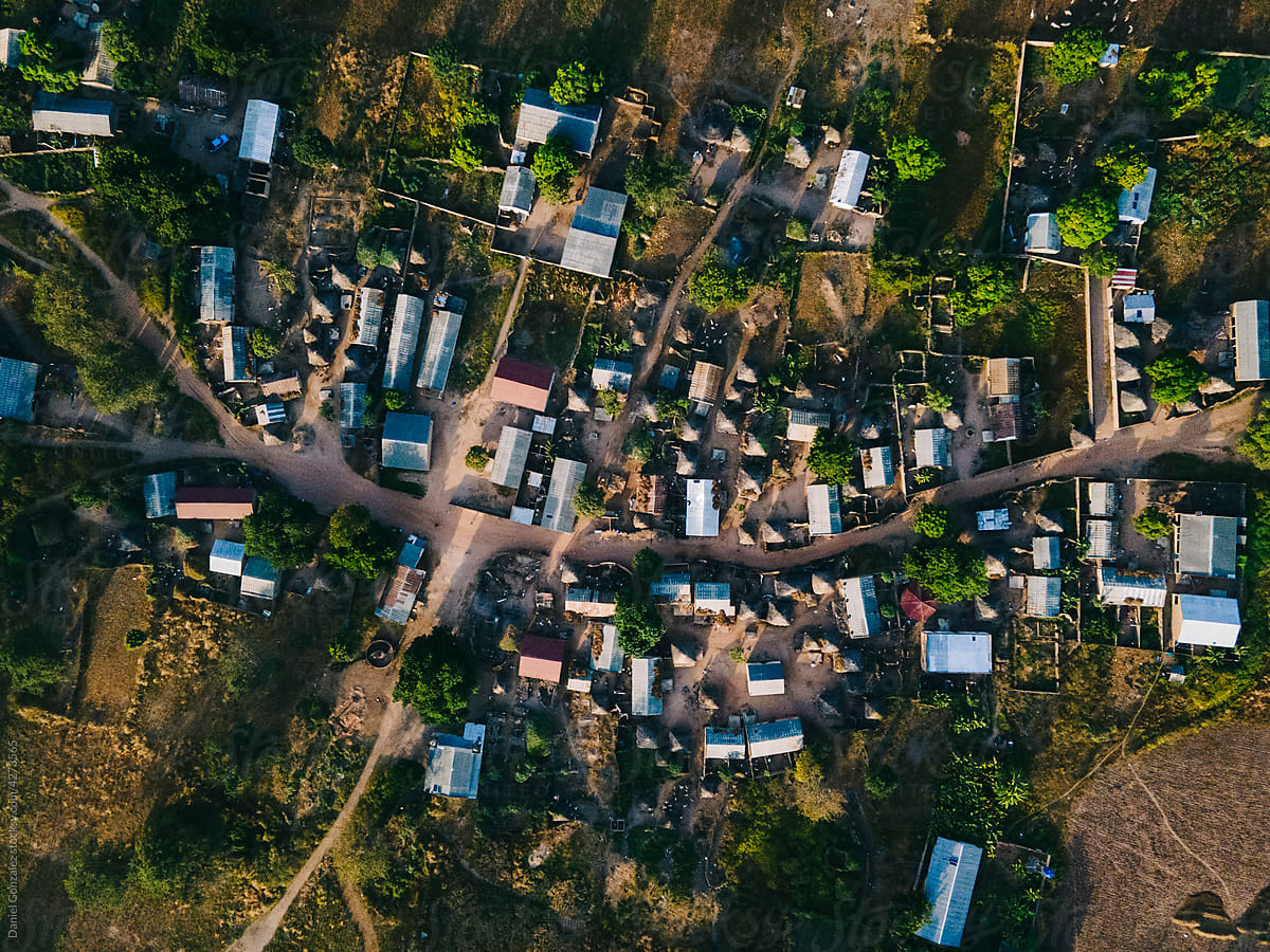 Village with buildings in Africa