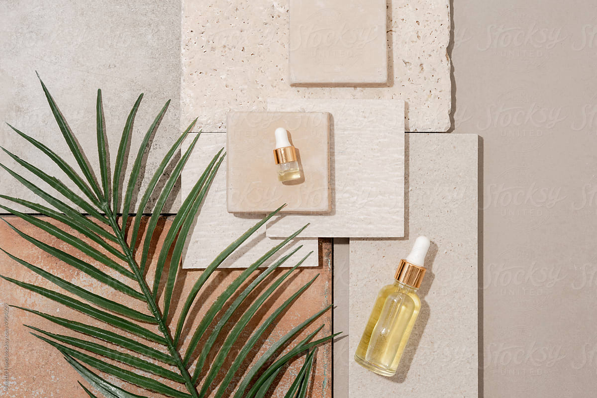 Glass Bottles on Natural Colored Tiles