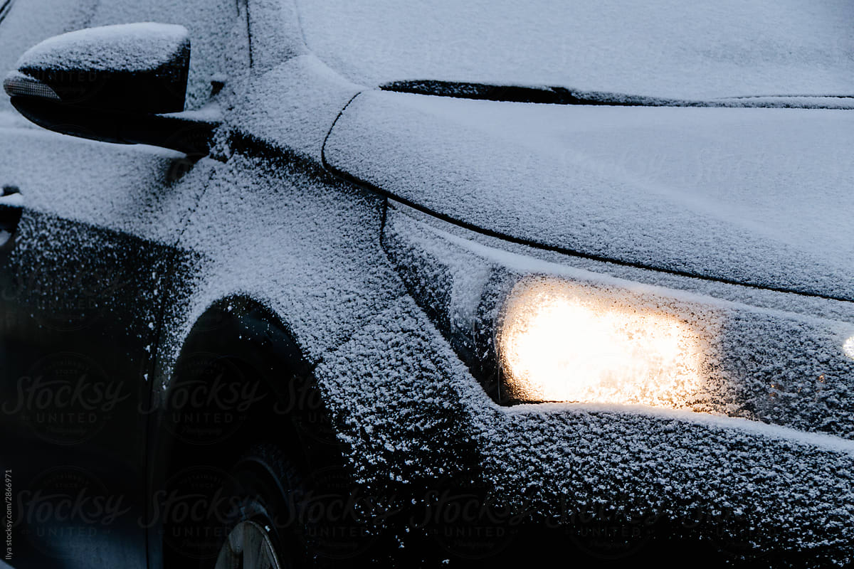 Frozen car in winter