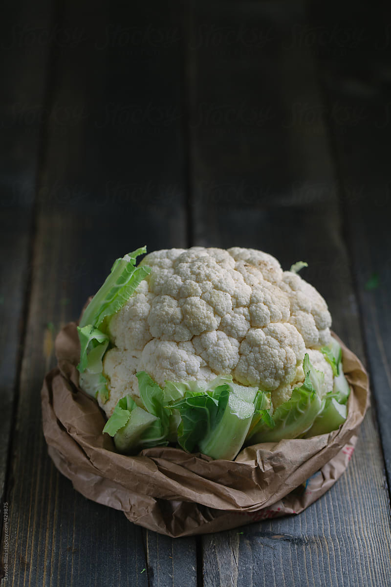 Cauliflower on a wooden table