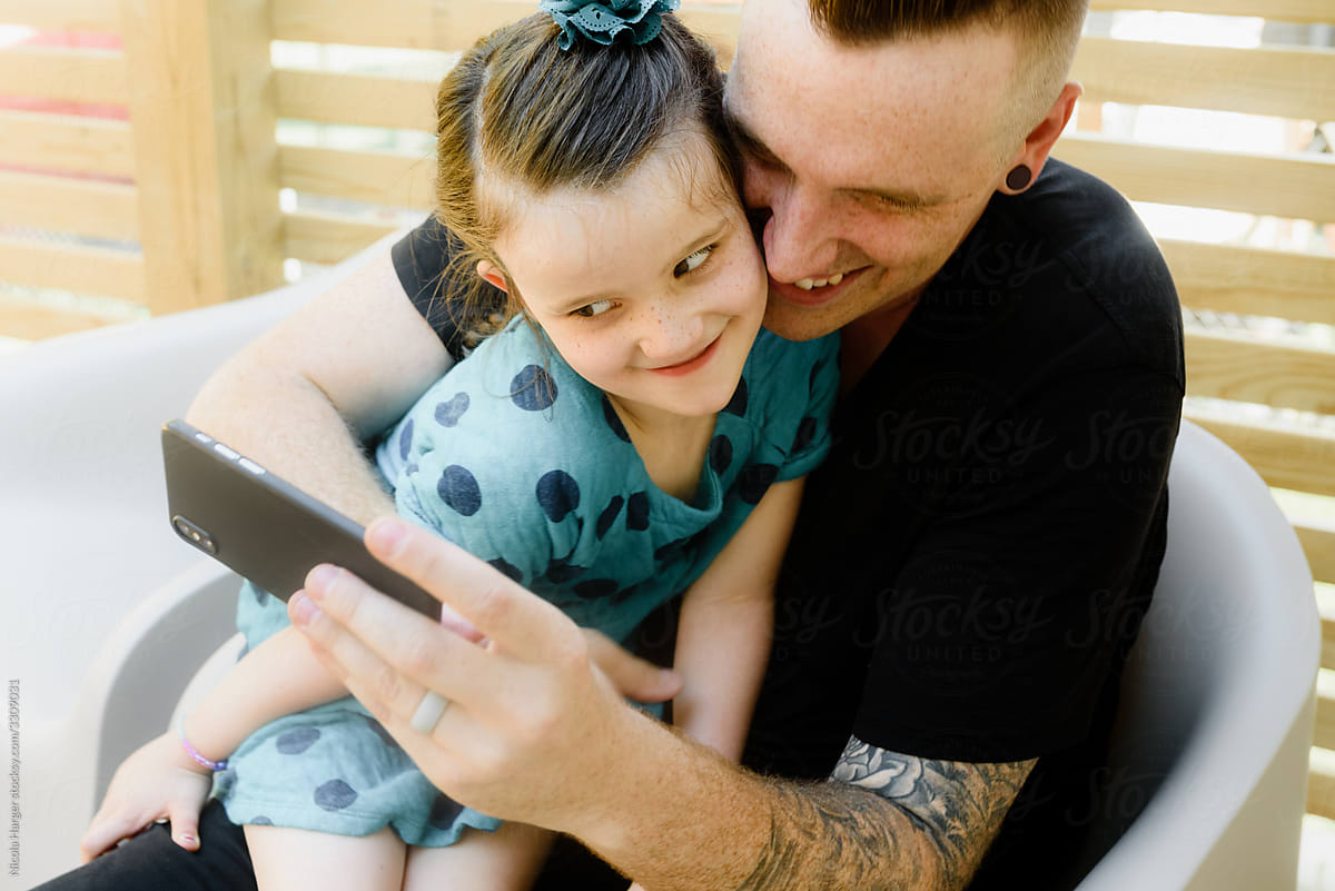 Dad and Daughter on Video Call