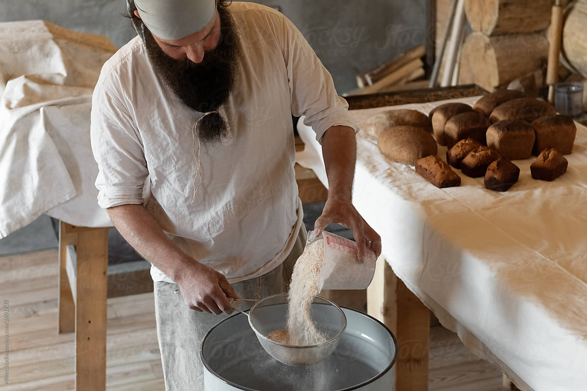 Country artisan preparing bread