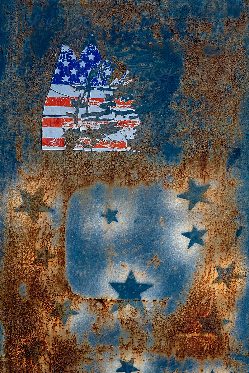 American flag, distressed