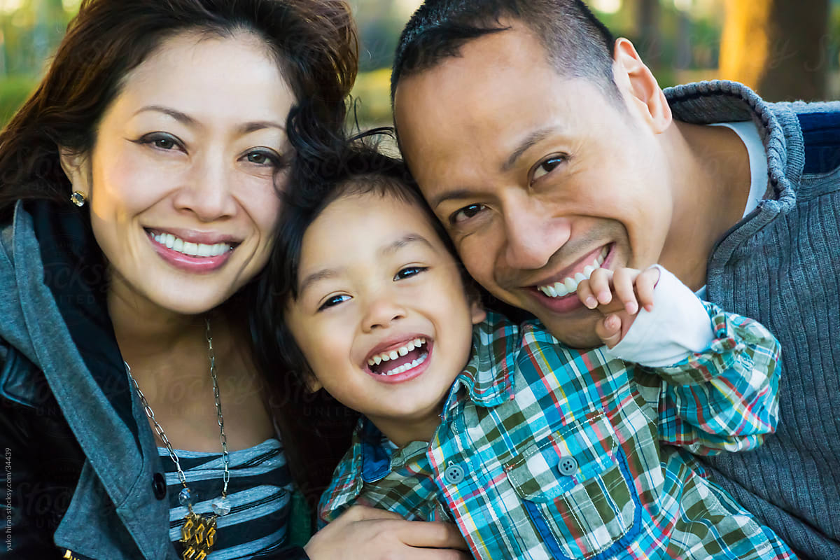 Beautiful Asian interracial family portrait