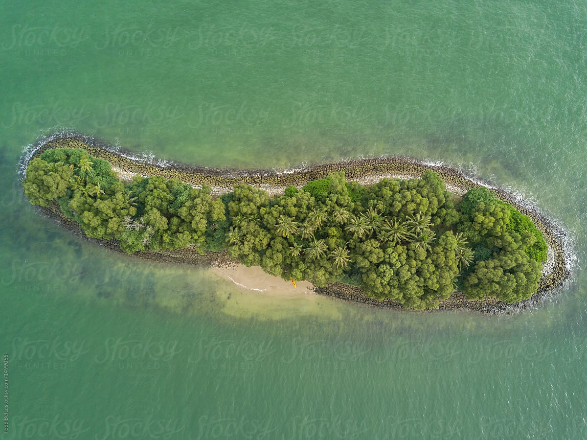 Aerial shot of an island in South East Asia