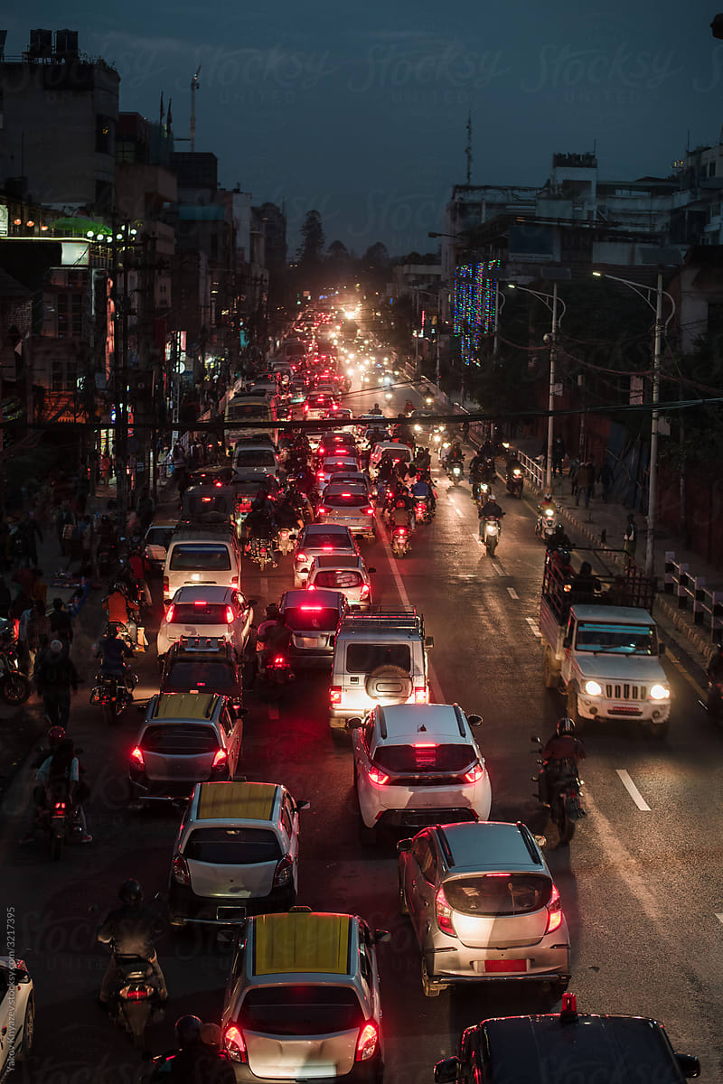 Evening traffic jam in Kathmandu