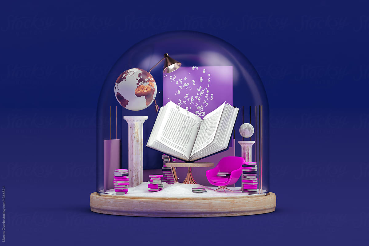 Transparent dome with an open book