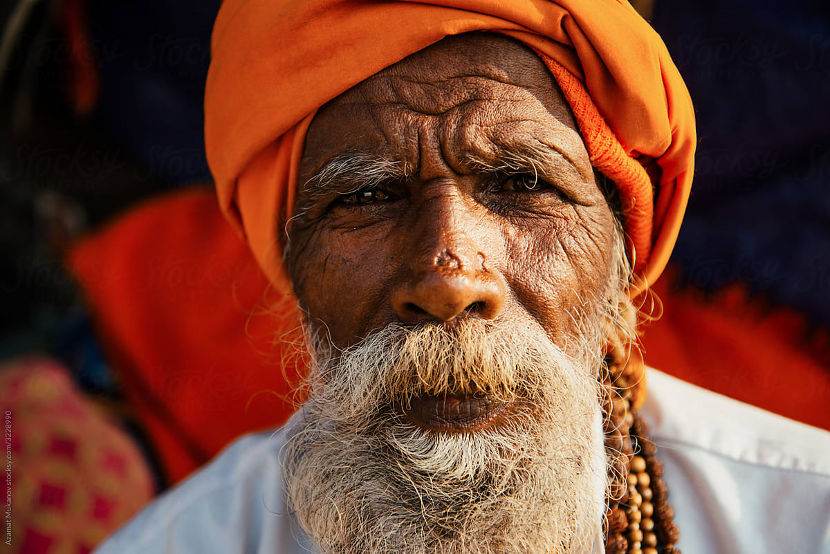 Portrait of a bearded indian old man
