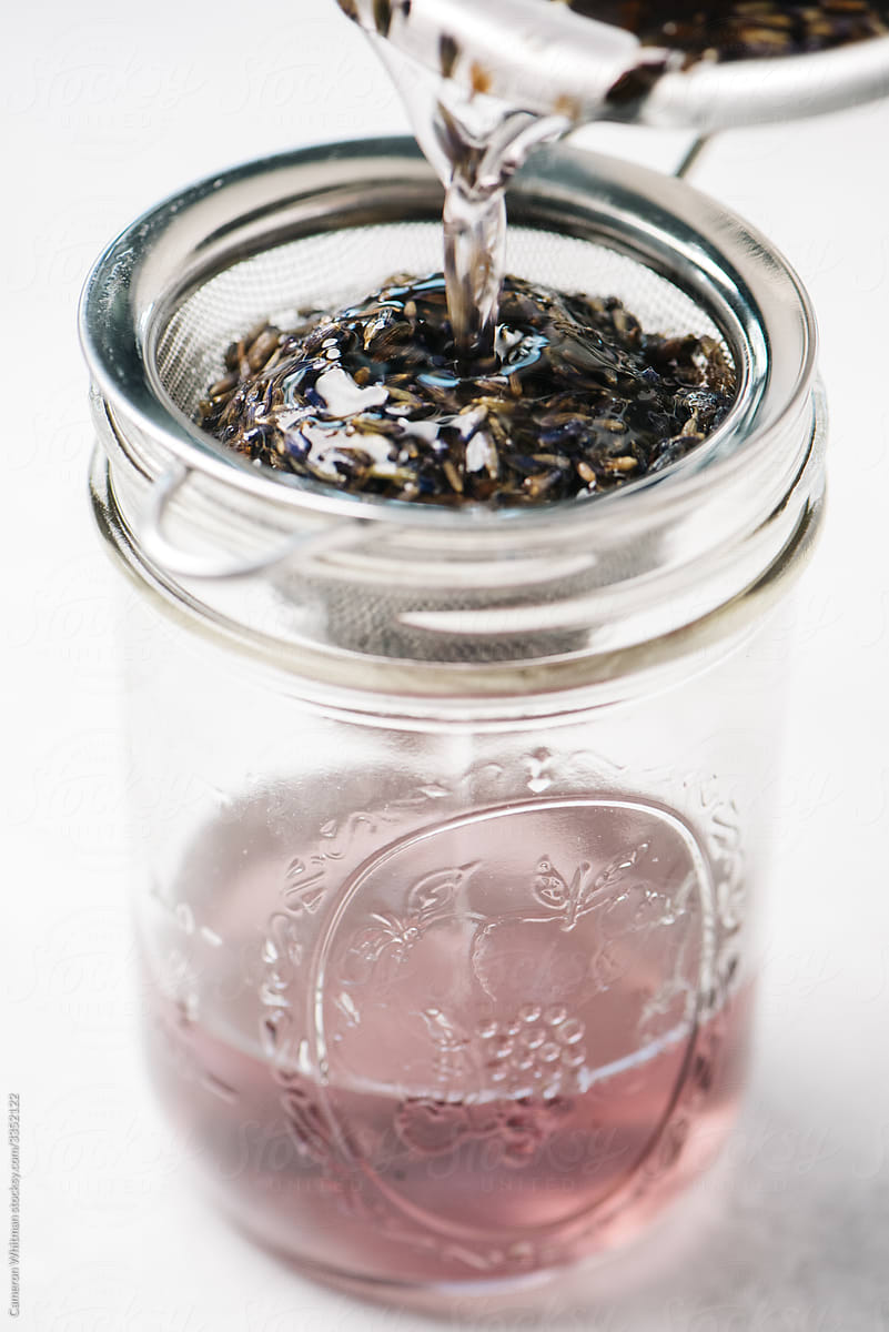 Steeping lavender petals for making infusions