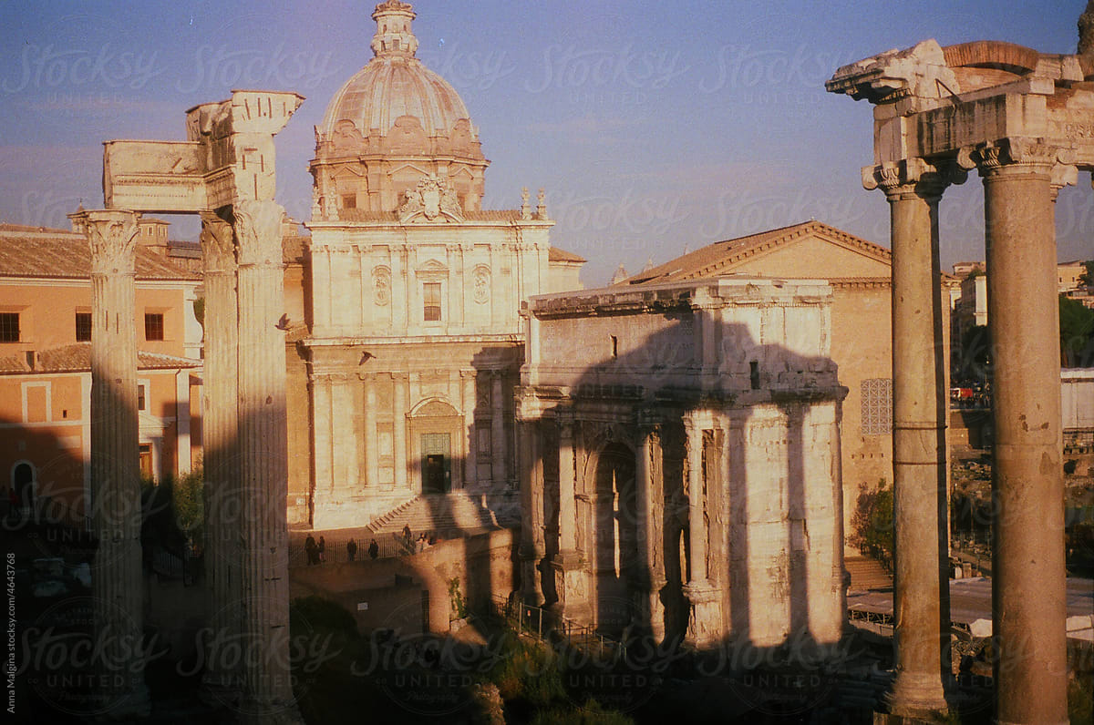 Roman forum on Sunset