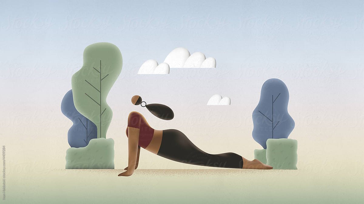 black woman doing fitness exercise in Cobra yoga Pose
