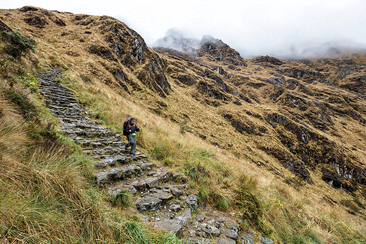 Backpacker Hiking Inca Trail