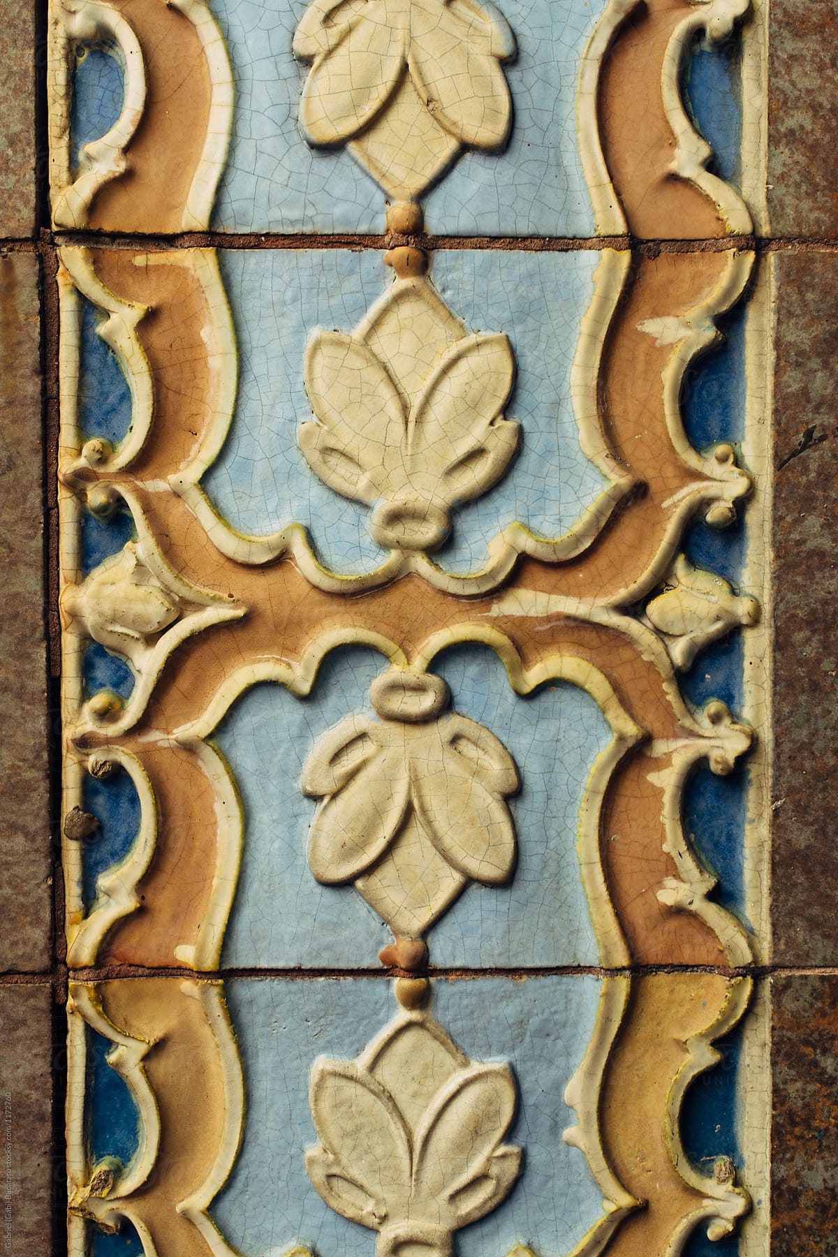 Ornamental tiles on a wall