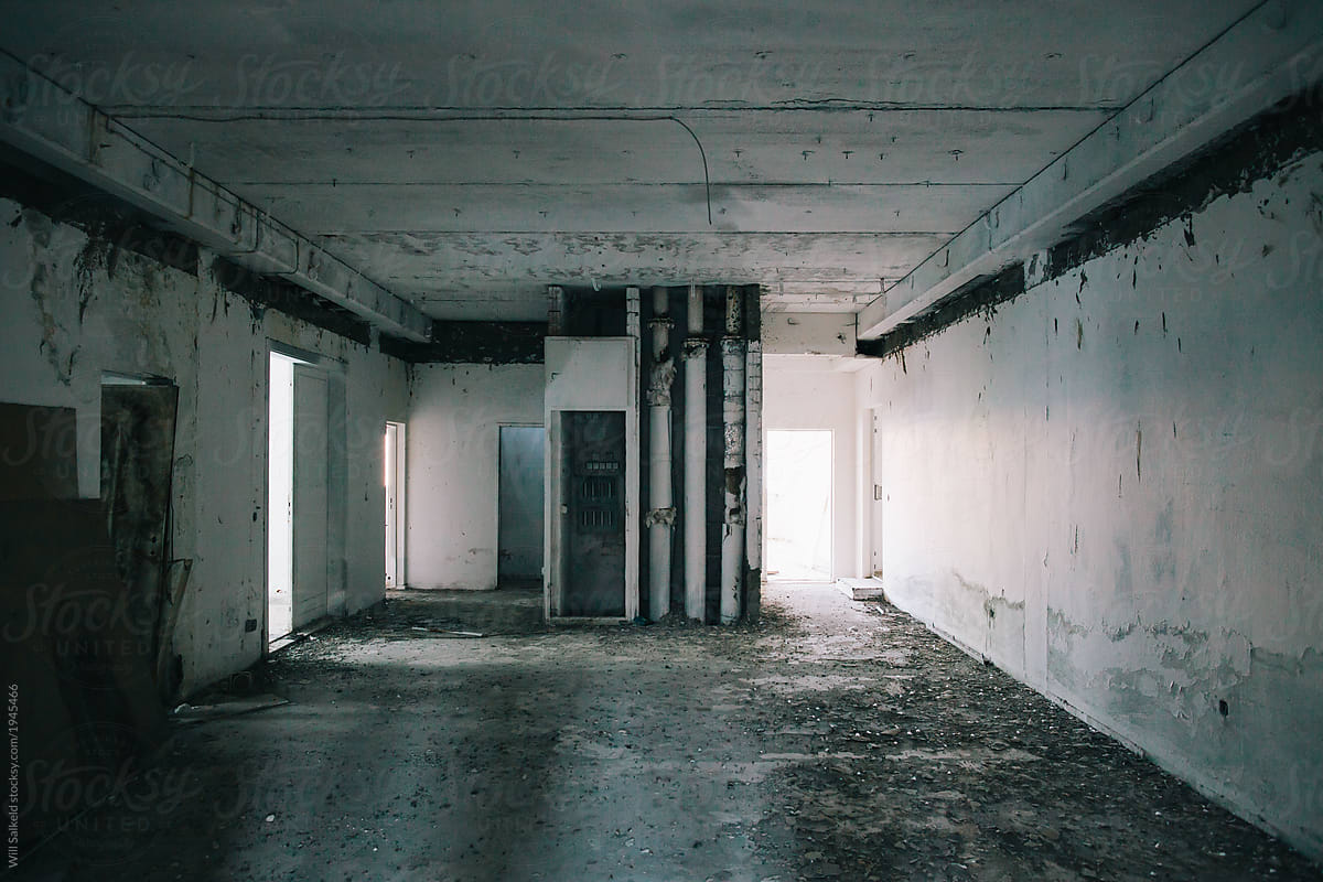 Dark abandoned building room