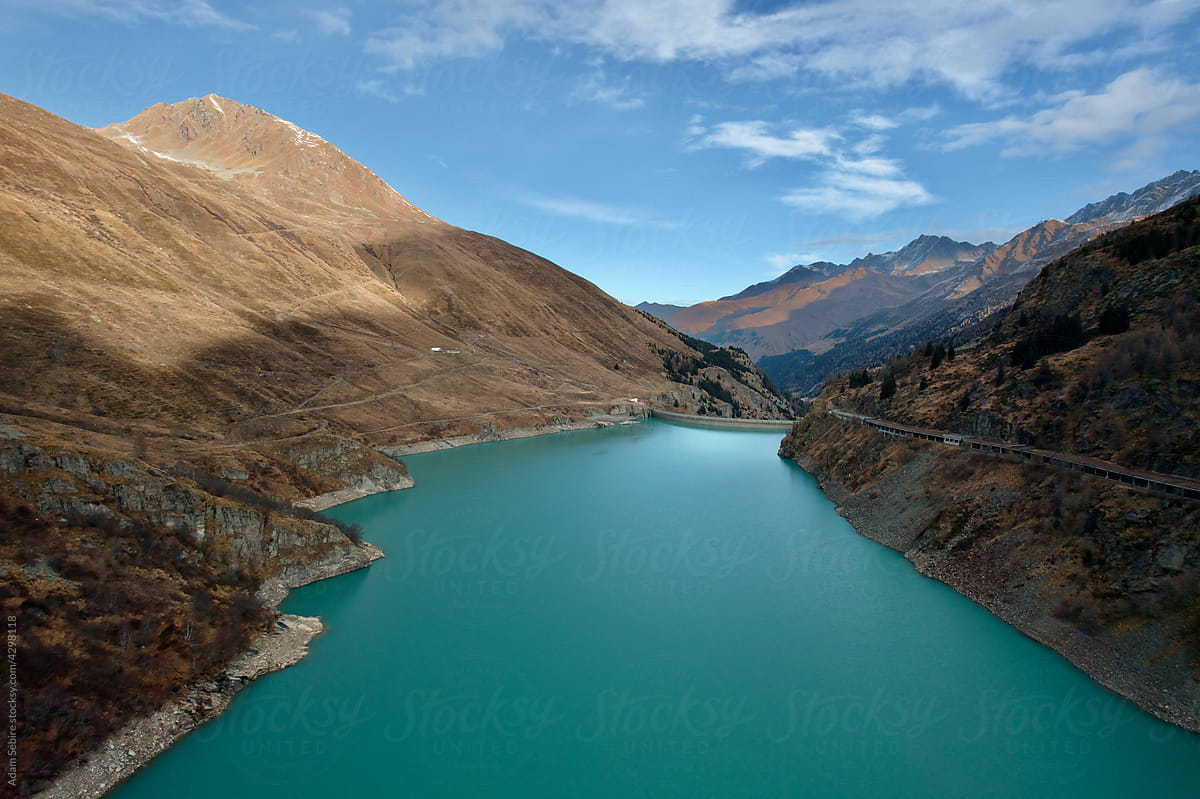 Lac des Toules hydro power dam reservoir, Switzerland Alps