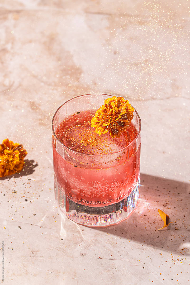Floral pink cocktail