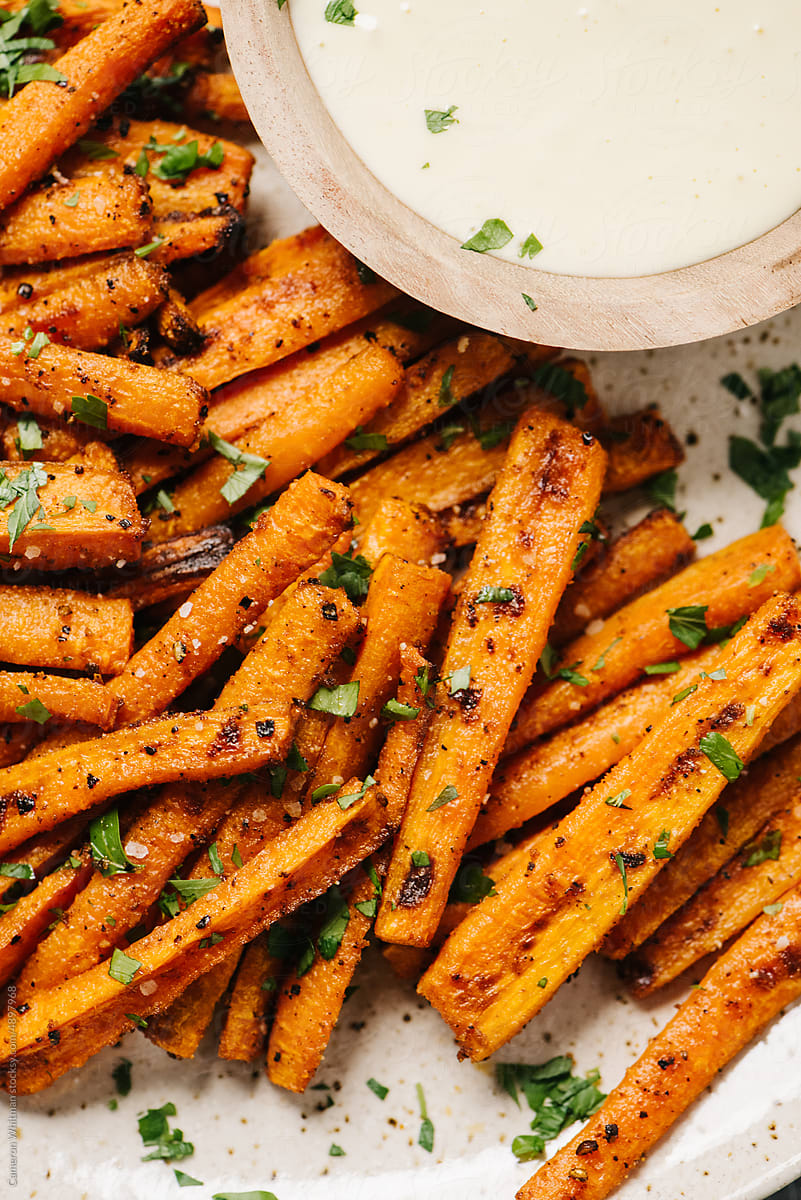 Carrot Fries with Ranch Dressing