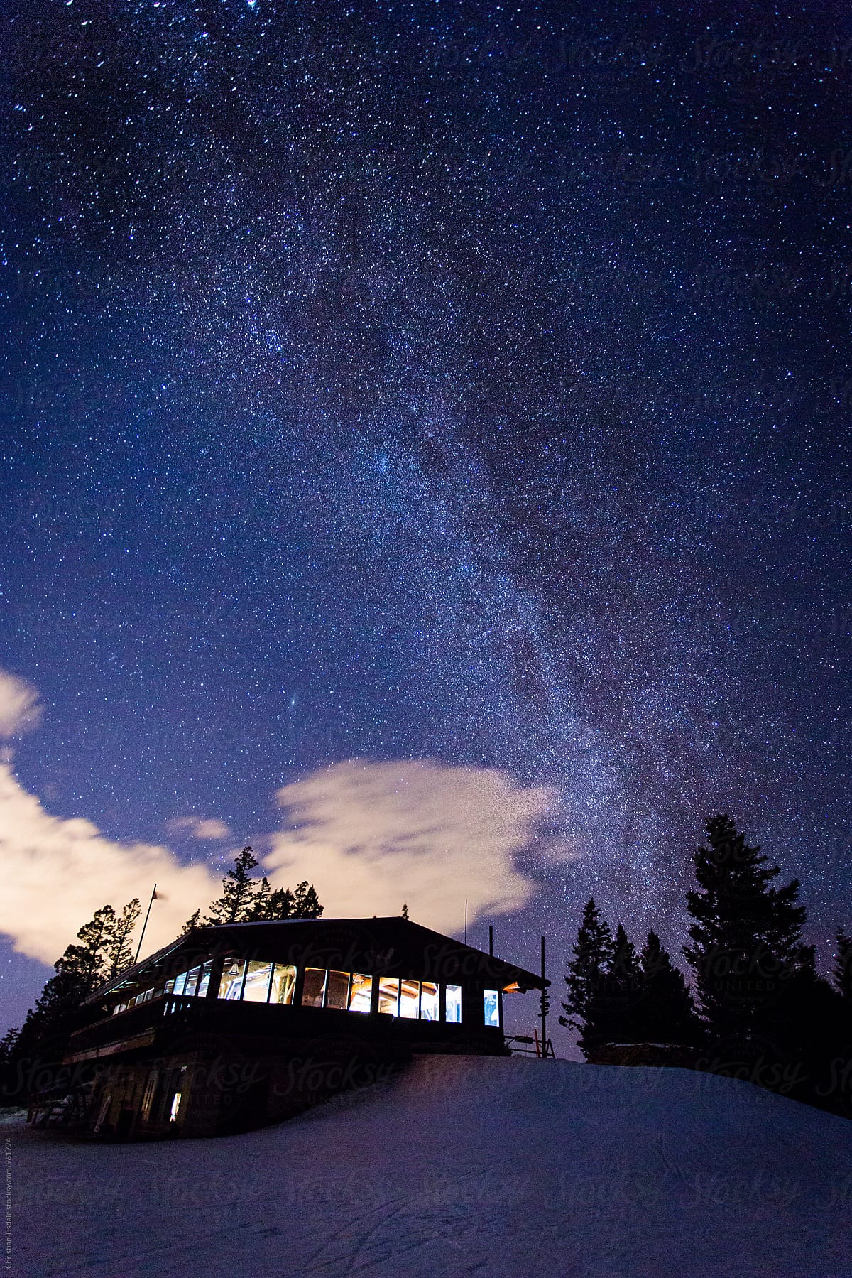 Milky  Way Rising over a ski lodge