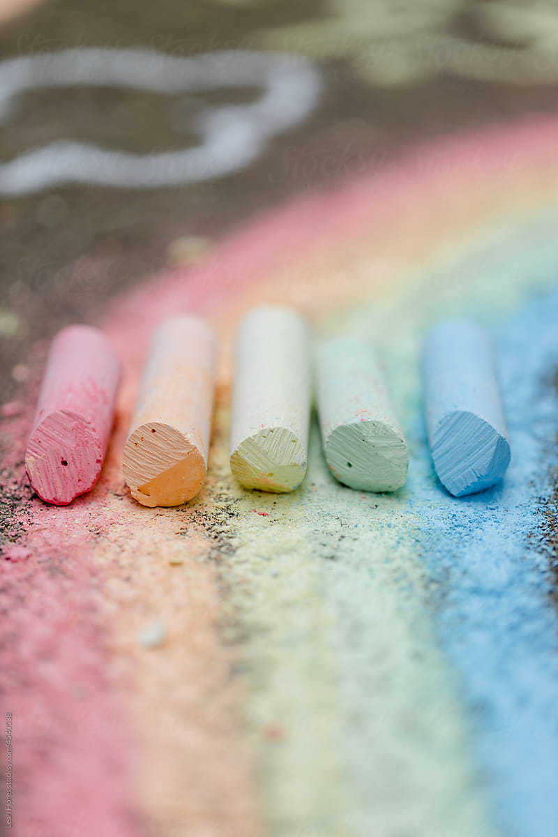 Closeup of Rainbow Chalk Design