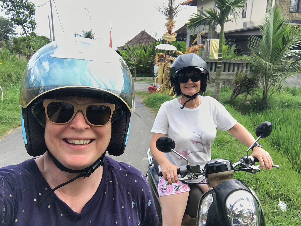 Tourists in Bali on Hire Scooters, UGC selfie