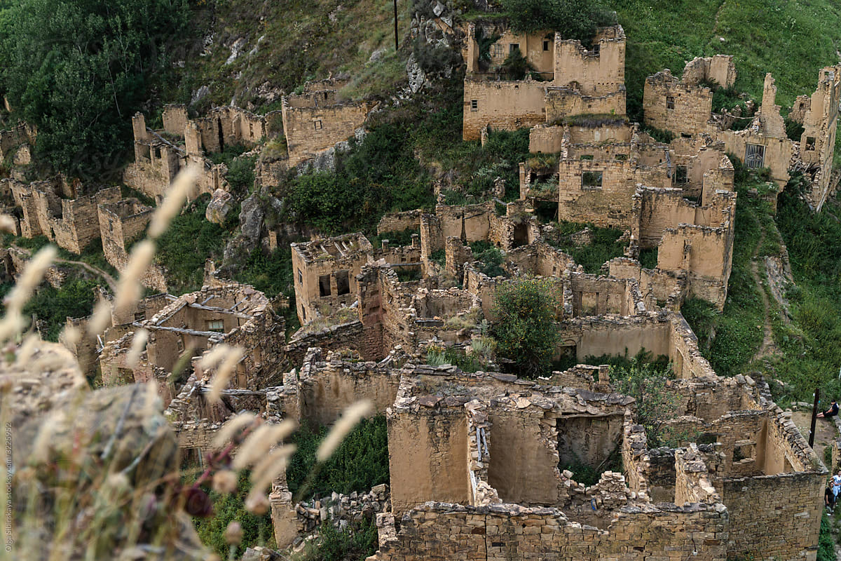 Houses of Abandoned village Gamsutl, Dagestan, Russia