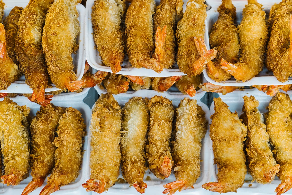 Fried shrimps for sale