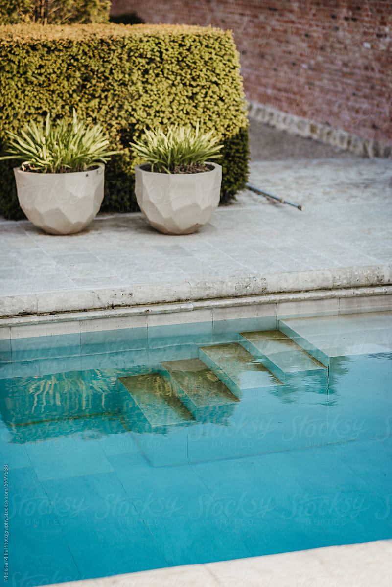 detail of steps in a design swimming pool outdoors