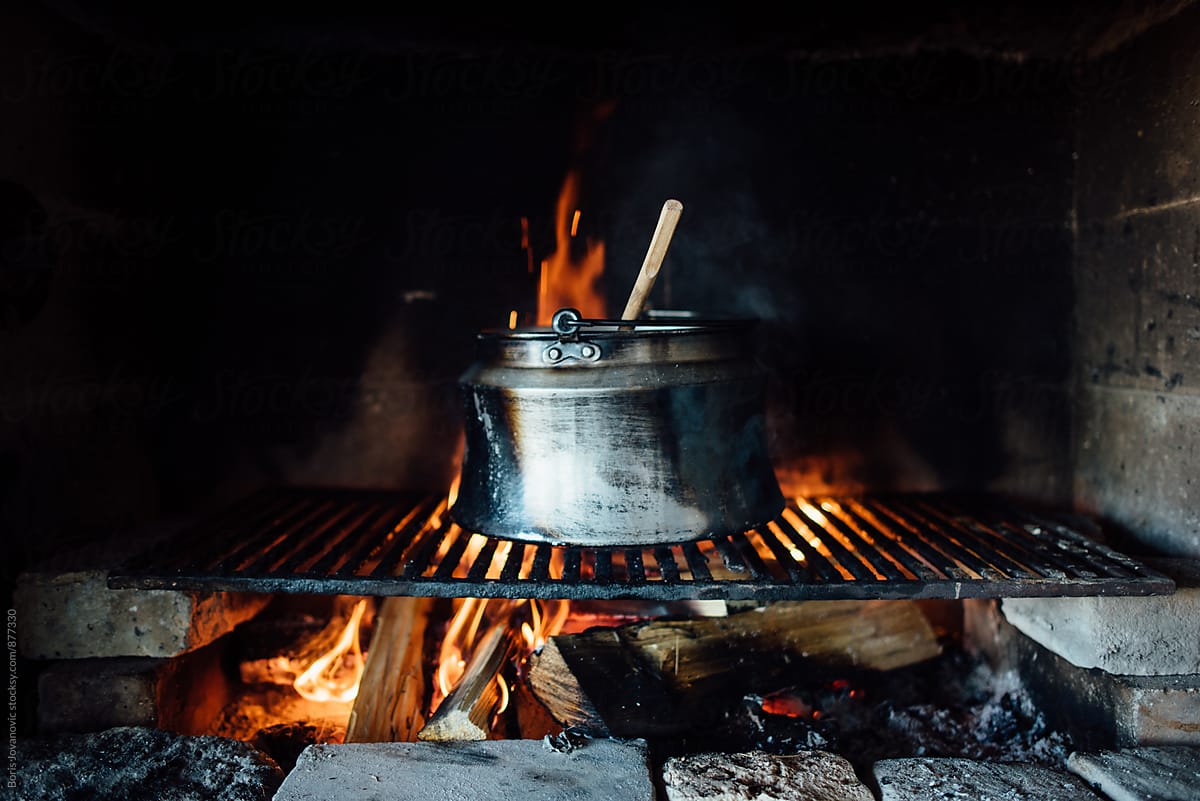 Cauldron inside the fireplace