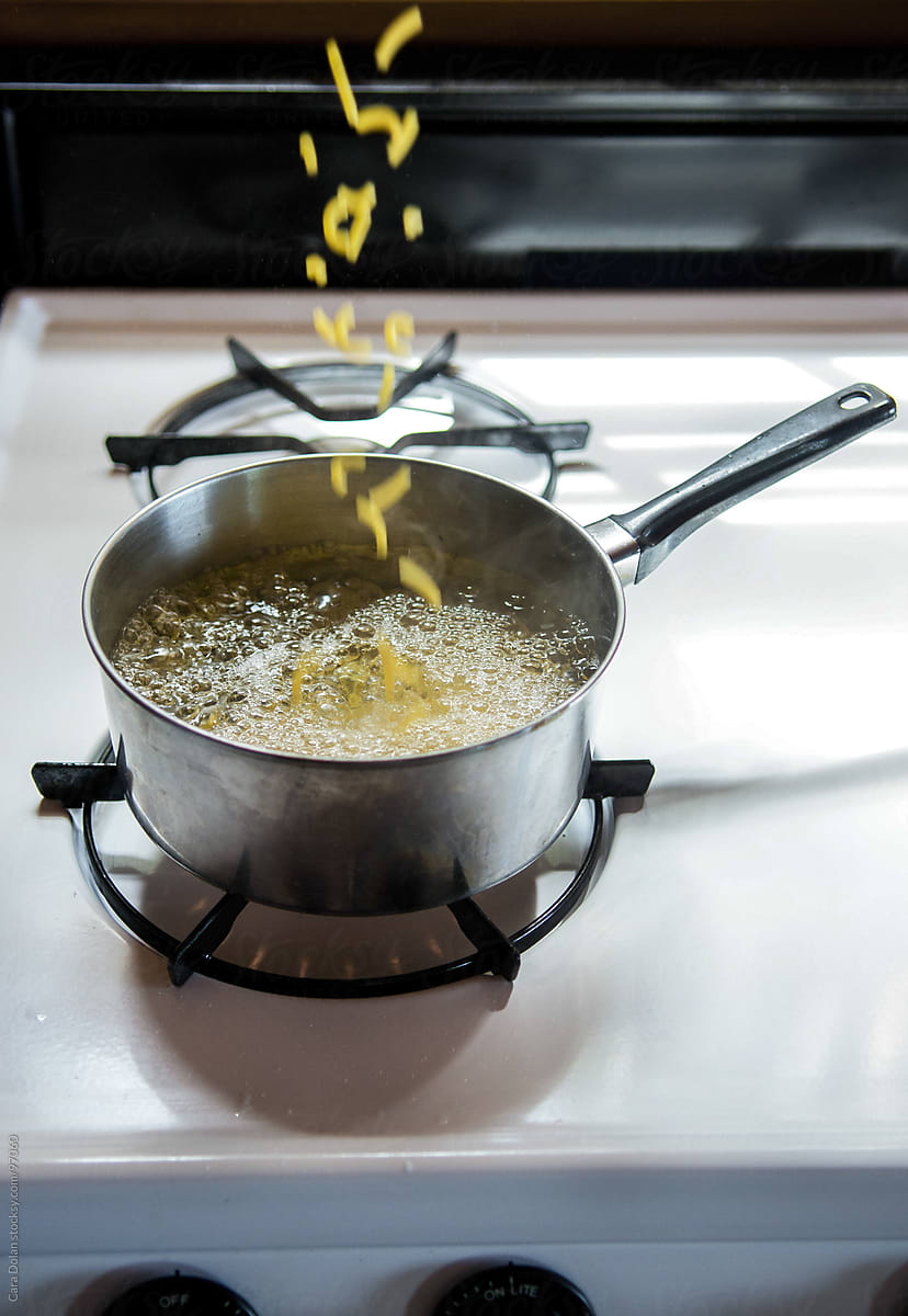 Pot Of Water Boiling On A Gas Stove by Stocksy Contributor Cara Dolan -  Stocksy