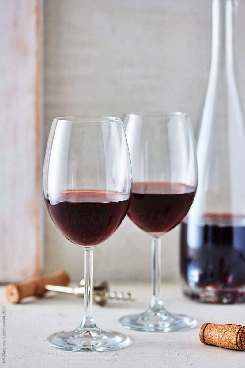 Still Life of Two Glasses of Red Wine