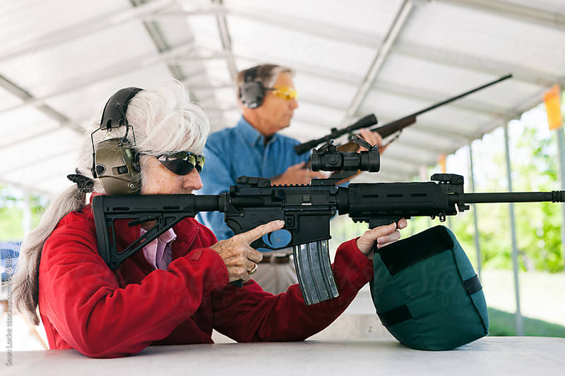 Shooting: Senior Couple Takes Target Practice At Gun Range