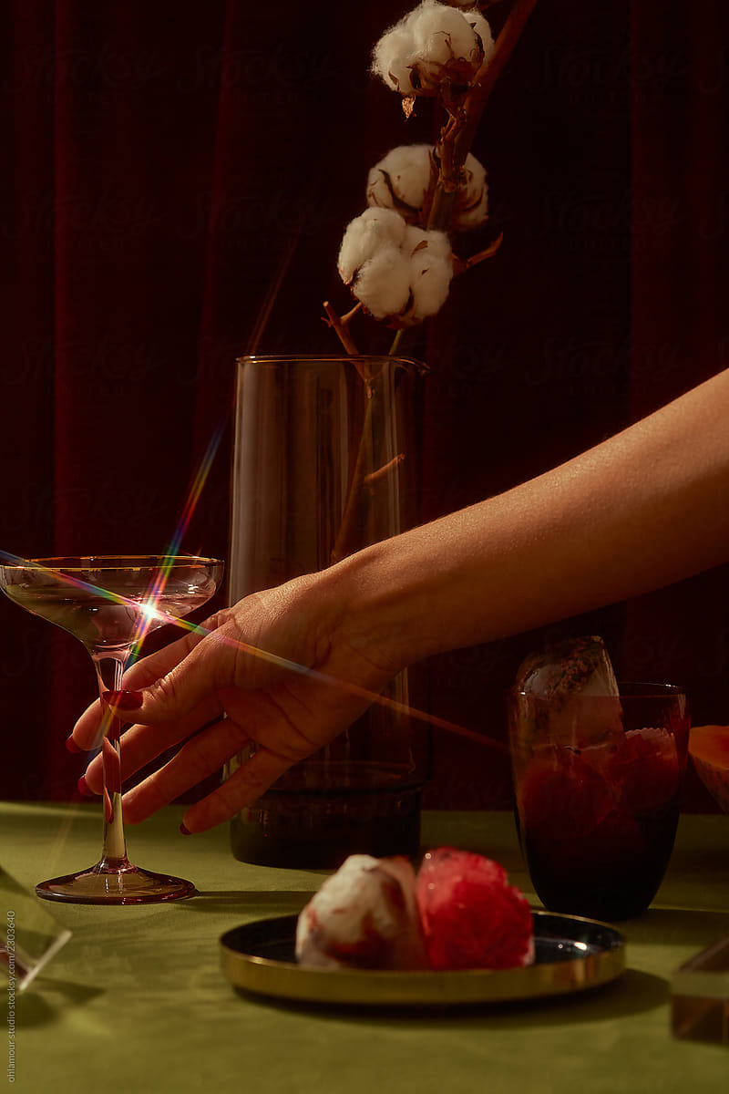 Party Time - cocktail velvet - Still life scene, get me a drink