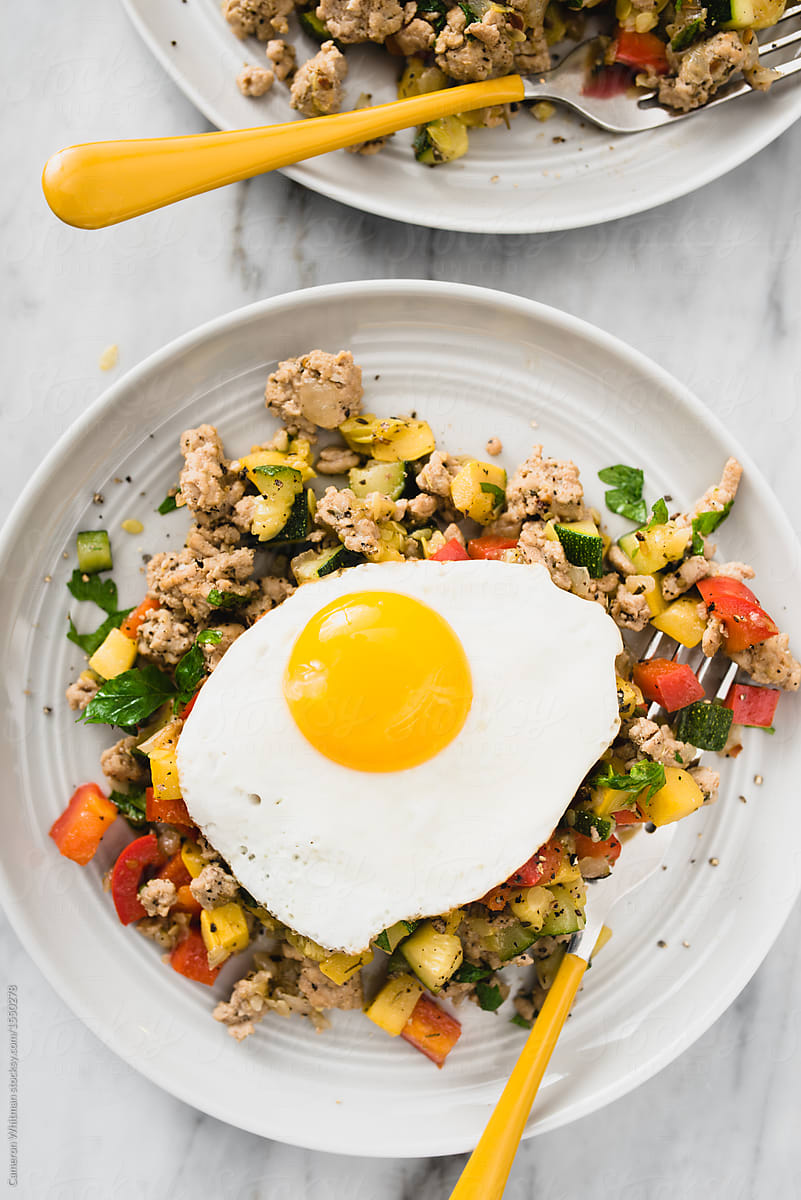 Turkey Hash with a fried egg