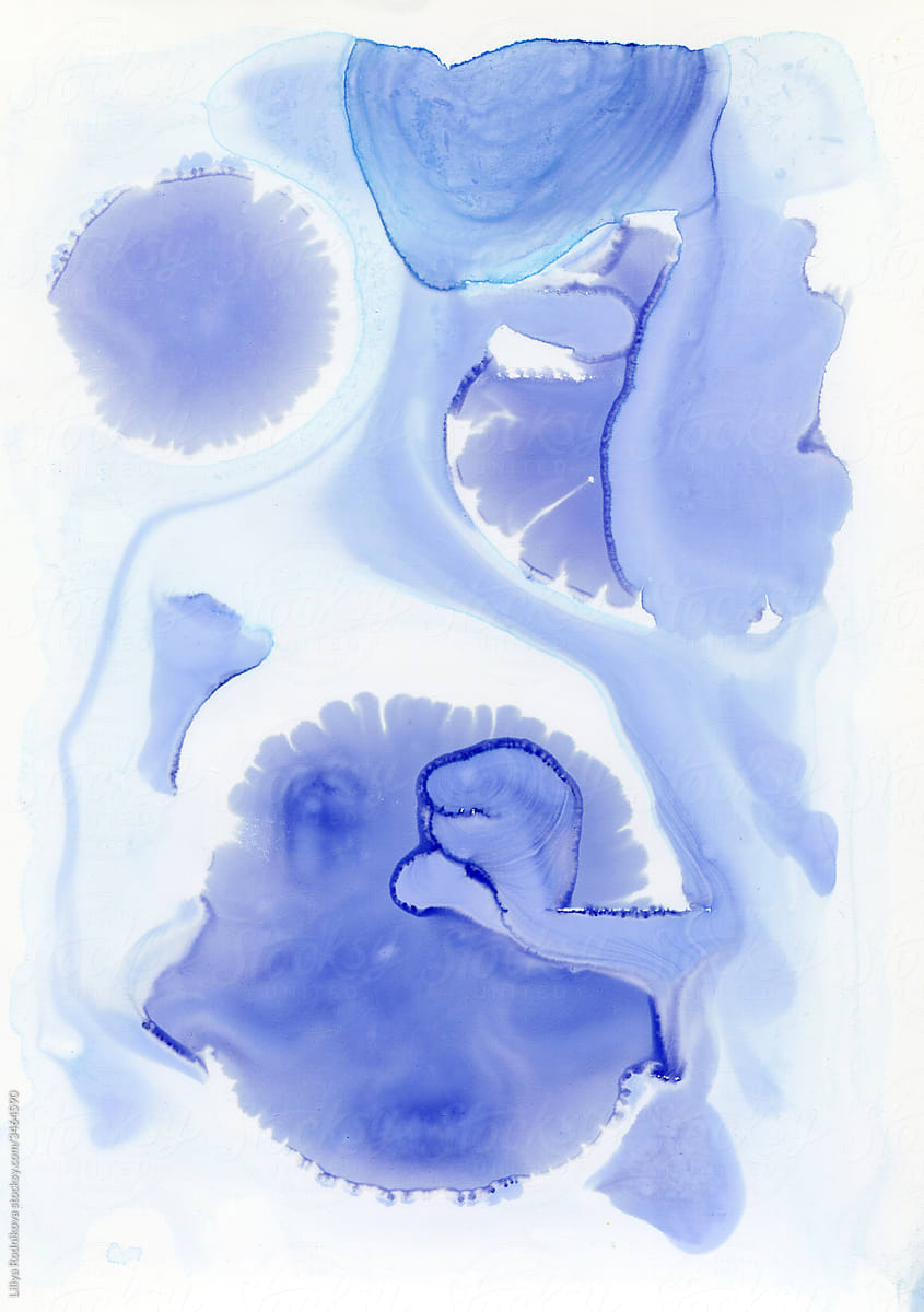 Blue inks on white smooth paper