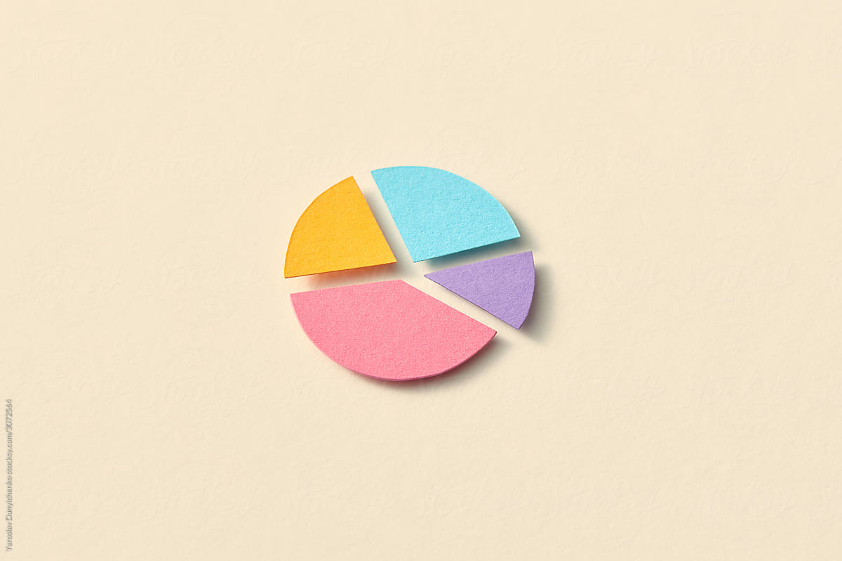 Colorful papercraft round pie chart.