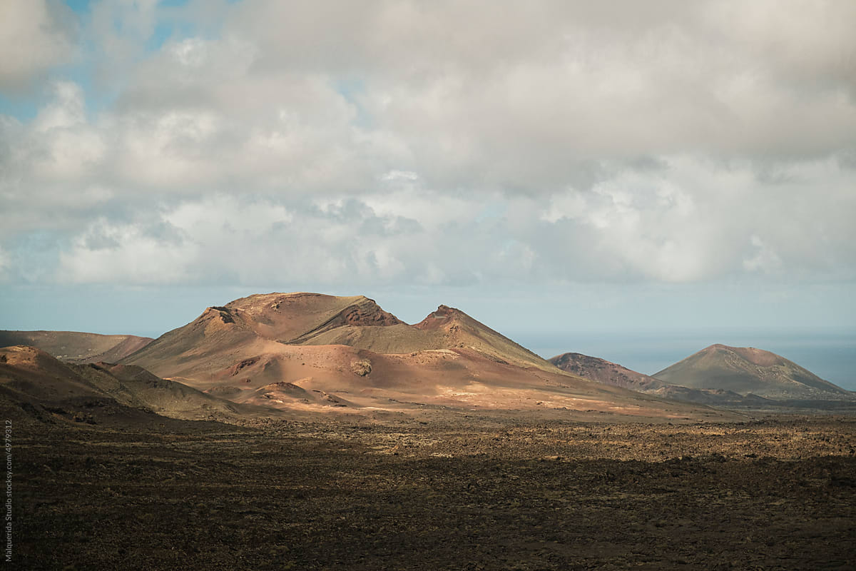 scenic landscape of volcanoes in Lanzarote