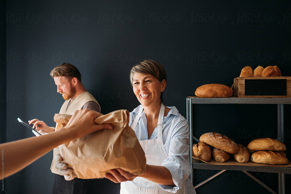 Woman Working in Bakery